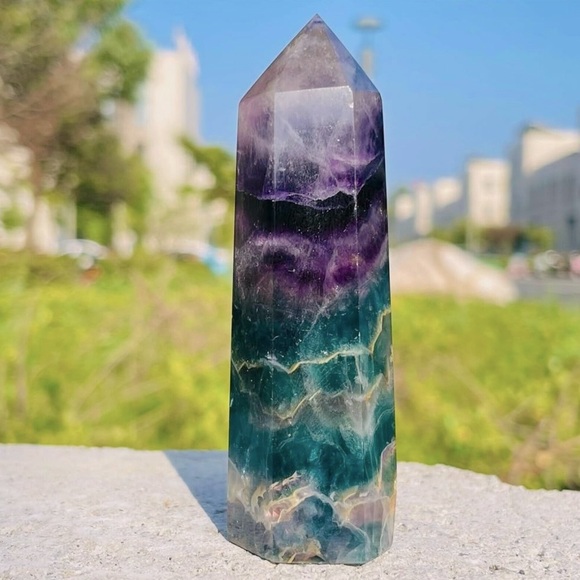 Hand Crafted Other - 🆕New Healing Fluorite Crystal Gemstone Tower Approximately 0.6.-1lbs & 5 inches